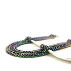 Stainless Steel Quenched Colorful Double Woven Cuban Link Chain Necklace for Men Women Hip Hop DIY Jewelry