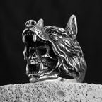 Stainless Steel Men Rings Viking Wolf Animal Skull Punk For Women Biker Fashion Jewelry Halloween Creativity Gift
