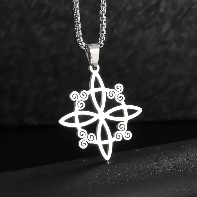 Stainless Steel Irish Celtic Trinity Knot Necklace Witch Knot Pendant Men Women Protection Amulet Jewelry Gift