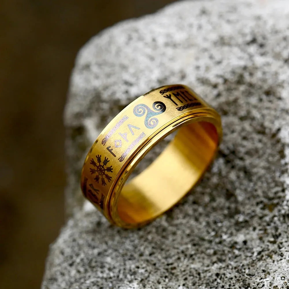 Fashion Nordic Odin Viking Trinity Stainless Steel Ring Vintage Vikings Rune Ring Men Women Simple Amulet Jewelry Gift