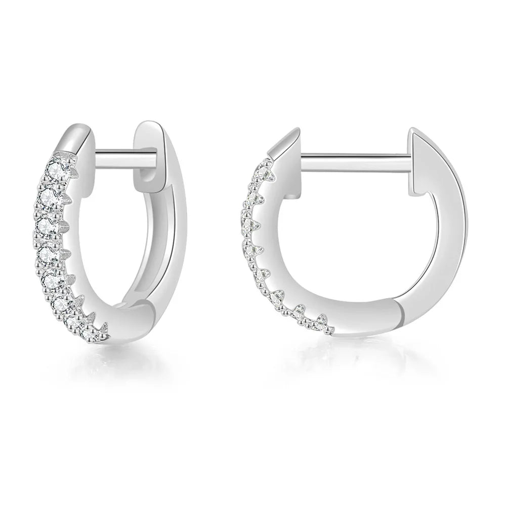 Iced Out Hoop Earrings Stainless Steel CZ