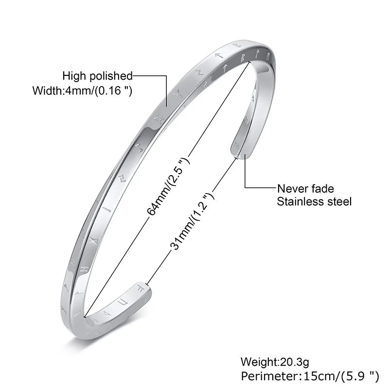 Vnox Retro Nordic Viking Cuff Bangle Bracelets for Men, Stainless Steel Mobius Norse Mythology Runes Amulet Jewelry Dad