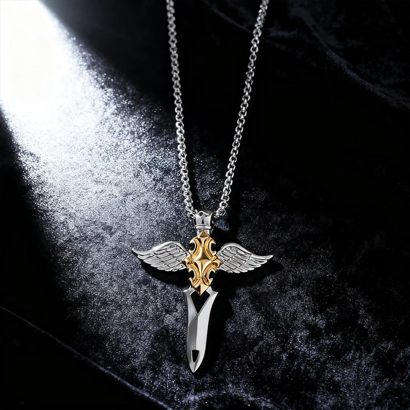 Sword Cross Stainless Steel Pendant Necklace
