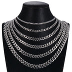 1Pc Size 3mm-9mm Miami Curb Cuban Link Chain for Men Women Stainless Steel Mens Jewelry Hip Hop Chain