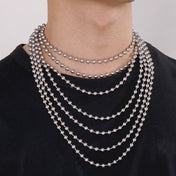 Ball Link Chain Necklace Stainless Steel 8MM