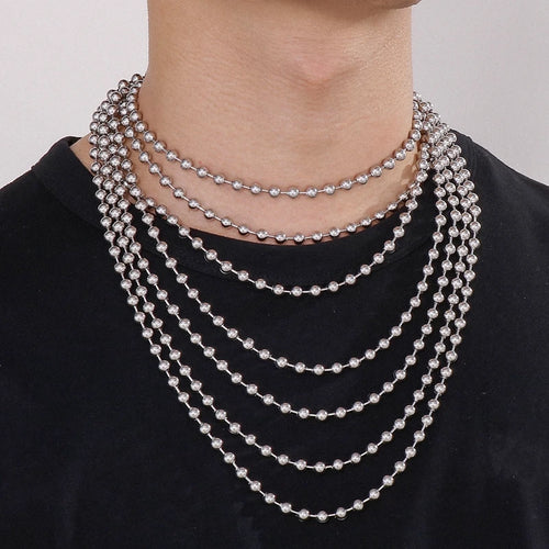 Ball Link Chain Necklace Stainless Steel 8MM