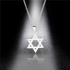 Star of David Heart Pendant Necklace — Stainless Steel