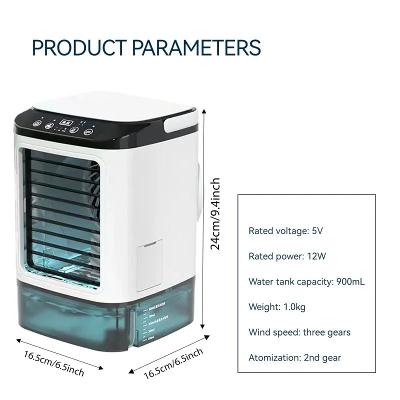 Portable Desktop Air Conditioner Fan Dual Spray Ultrasonic Atomization 3-Speed Mute Air Cooler Electric Fan For Home