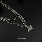 Hip Hop Zircon Cross Pendant Necklace For Man Woman Luxury Titanium Steel Non-Fading Clavicle Sweater Chain Couple Jewelry