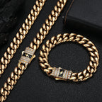 Iced Out Cuban Chain Necklace Stainless Steel 12MM