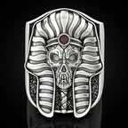 2026 New Egyptian Pharaoh Skull 925 Silver Plated Gold Two tone Ring European and American Exaggerated Punk Punk Ring