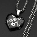 Punk Rock Lock Heart Pendant Necklace For Men Stainless Steel Cool Hip Hop Street Vintage Goth Accessories Trendy Chain Jewelry