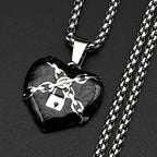 Punk Rock Lock Heart Pendant Necklace For Men Stainless Steel Cool Hip Hop Street Vintage Goth Accessories Trendy Chain Jewelry