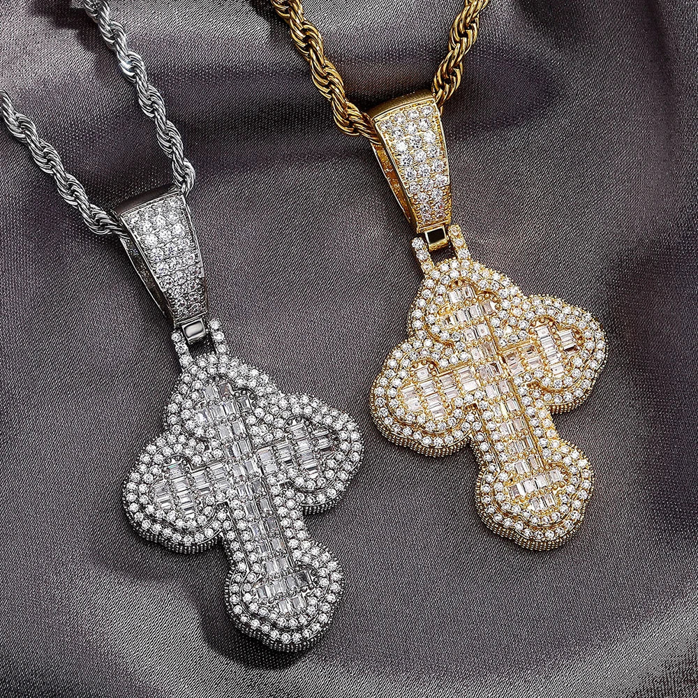 Gold Iced Out Cross Pendant Necklace CZ
