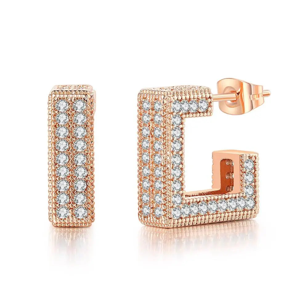 Iced Out Hoop Earrings — Stainless Steel