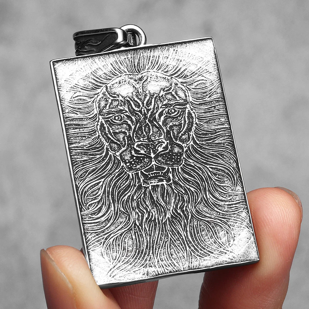 Double Sided Lion Head Men Necklaces Stainless Steel Pendant Chain Dog Tag Vintage Punk Jewelry Male Biker Accessories