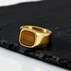 Tiger Eye Signet Ring — Stainless Steel