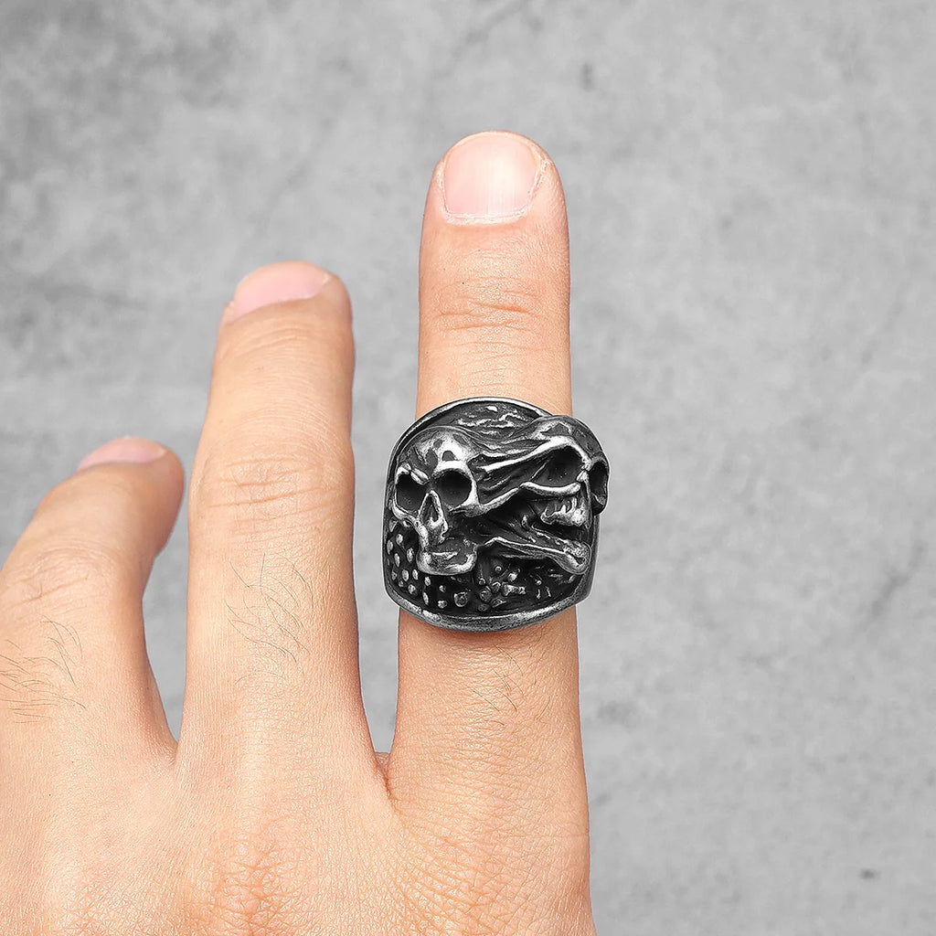 Gothic Skull Ring Black — Stainless Steel