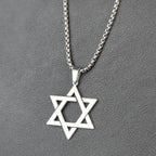 Jewish Star of David Box Chain Necklace — Stainless Steel