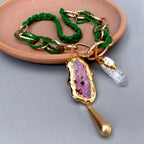 Agate Quartz Pearl Pendant Necklace — 24"