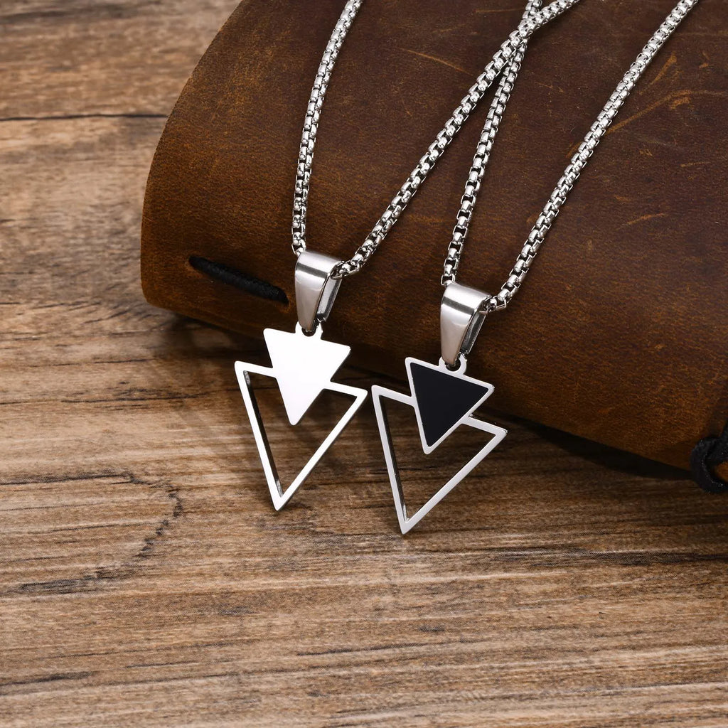 Triangle Geometric Pendant Necklace — Stainless Steel