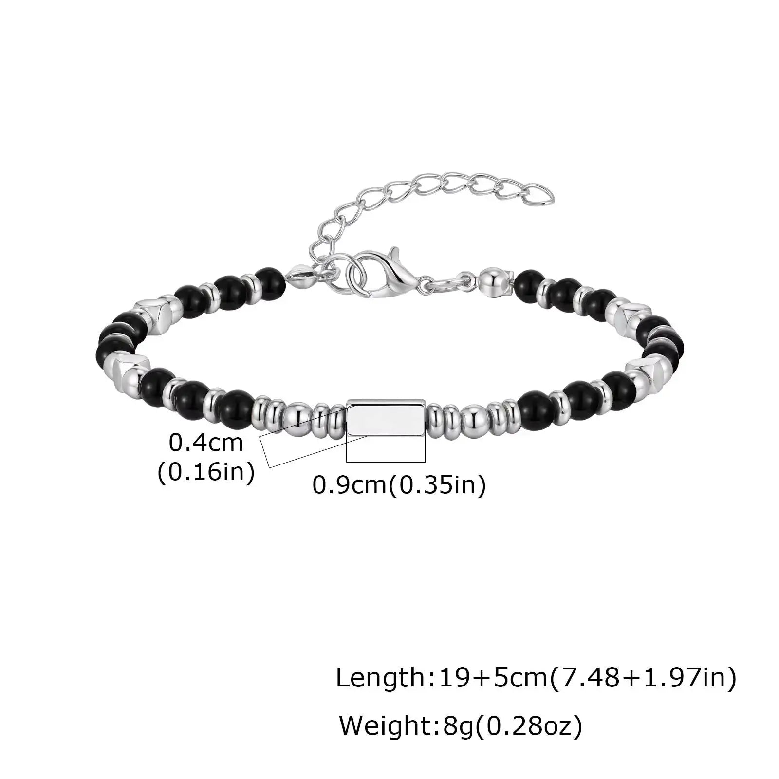 Vnox Men's Cross Natural Stone Beads Bracelets, 19-24cm Adjustable Length Lobster Clasp Trendy Chain Wristband Jewelry for Him