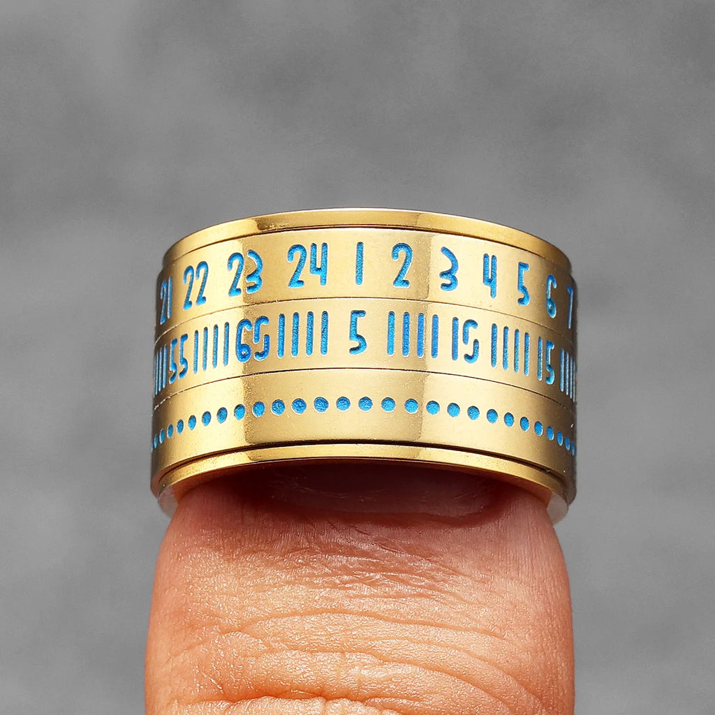 Date Spinner Ring — Stainless Steel