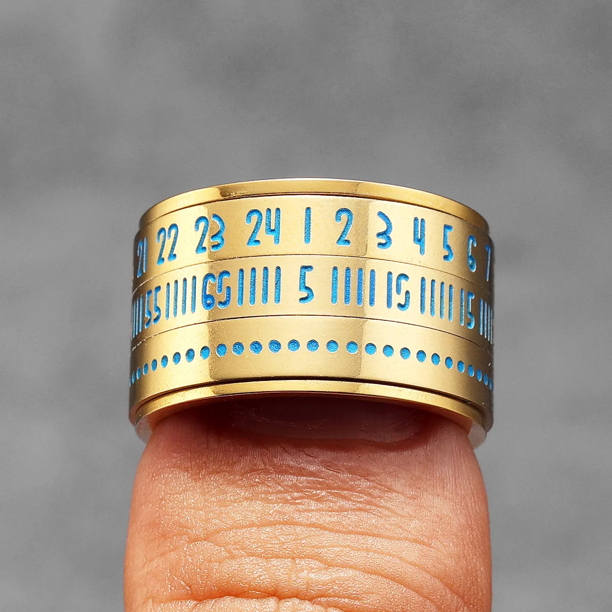 Date Spinner Ring — Stainless Steel