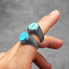 Turquoise Stone Ring Stainless Steel Minimal
