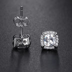 Two-Tone Iced Out Square Stud Earrings Multicolor