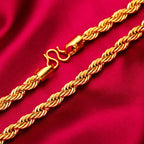 Men 24K Gold AU999 Pure Gold Dragon Head Twist Chain Necklace - Solid durable, 3D plump, non-deformable