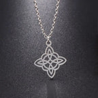 Witchcraft Witch Knot Necklace Irish Trinity Knot Triple Spiral Pendant Stainless Steel Ankh Cross Pentagram Amulet Jewelry