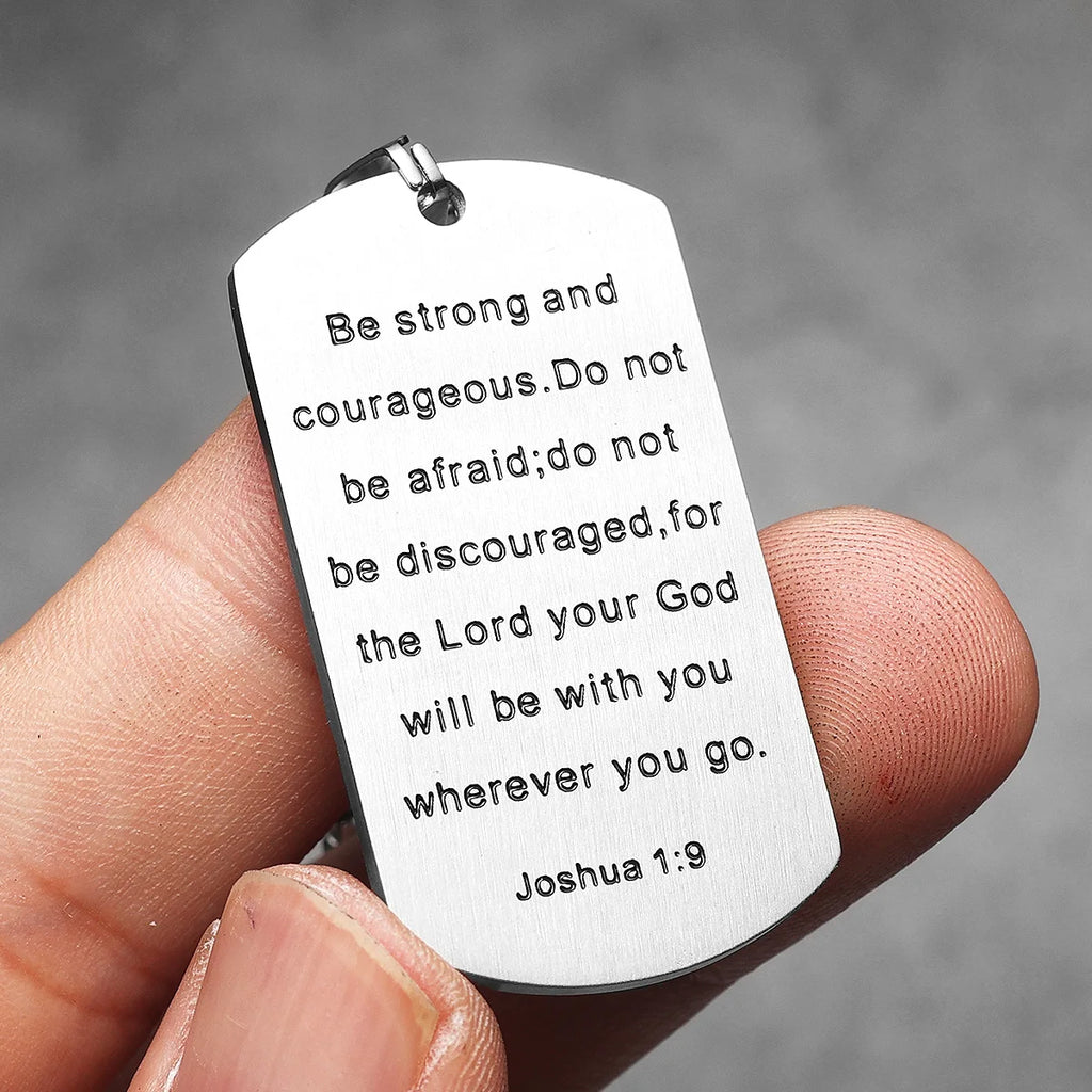 Cross Bible Tag Pendant — Stainless Steel