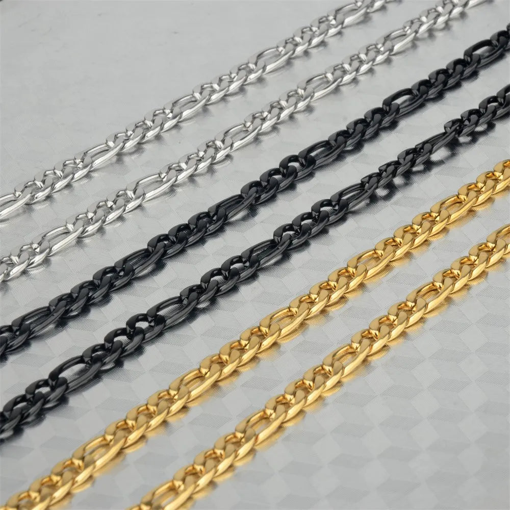 Bwise 2022 Fashion Classic Figaro Chain Necklace Men Stainless Steel Long Necklace For Men Women Chain Jewelry