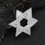 Iced Out Hexagram Pendant Stainless Steel