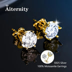 100% Real Sterling Silver S925 Moissanite Earrings Stud  With 2 Certificate D VVS1 Pass Diamond Test Pen For Women Men Jewelry