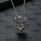 Two-Tone Horn Mask Pendant Necklace Statement