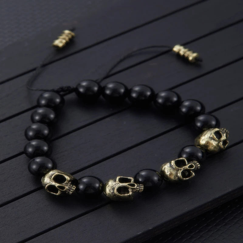 Vintage Gothic Skull Bracelet for Men — Motorcycle Adjustable
