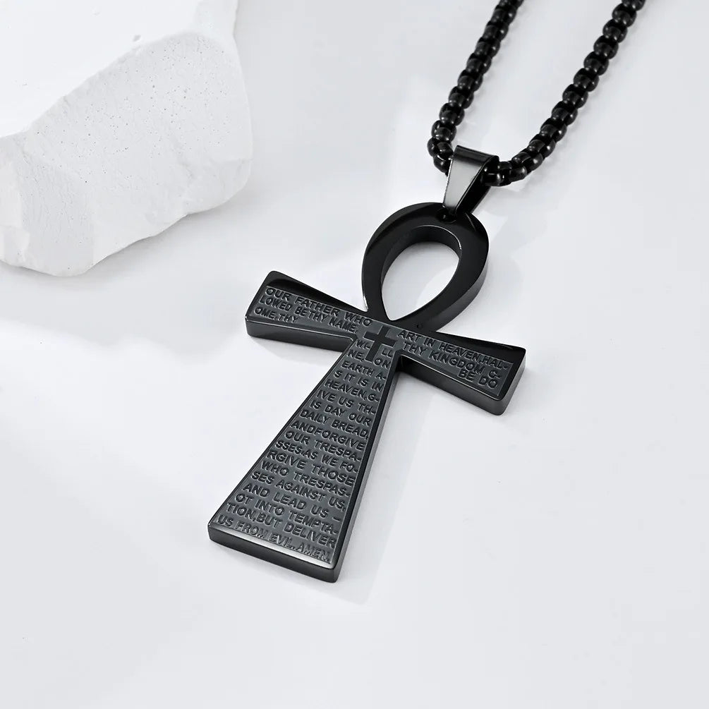 Vintage Egyptian Key of Life Ankh Cross Pendant Horus Patronus Necklace Men's Fashion Pharaoh Amulet Jewelry
