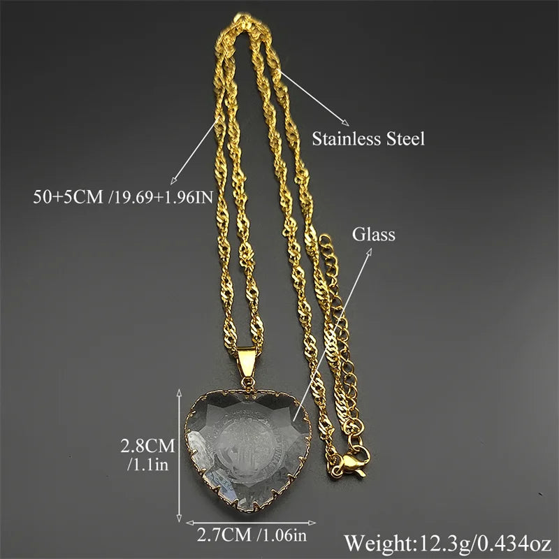 Saint Benedict Blue Heart Necklace — Stainless Steel