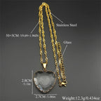 Saint Benedict Blue Heart Necklace — Stainless Steel