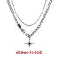 Hip Hop Zircon Cross Pendant Necklace For Man Woman Luxury Titanium Steel Non-Fading Clavicle Sweater Chain Couple Jewelry