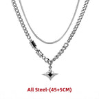 Hip Hop Zircon Cross Pendant Necklace For Man Woman Luxury Titanium Steel Non-Fading Clavicle Sweater Chain Couple Jewelry