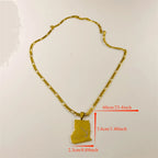Ghana Map Pendant Necklace Laser Carved African Style — Gold-Tone