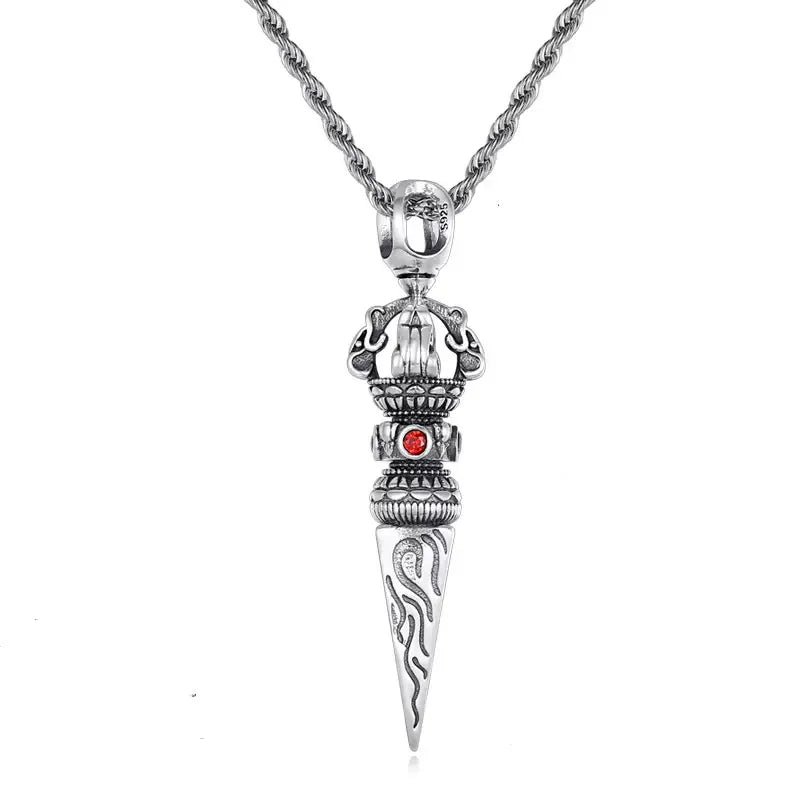 Retro Subduing Demon Pestle Pendant Necklace Male Jewelry Tide Amulet Silver Chain Necklace For Men Personality