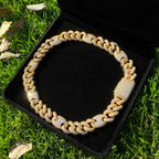 Aokaishen Iced Out Cuban Link Chain for Men Two Tone Prong Necklace Real Copper Cubic Zirconia Hip Hop Jewelry