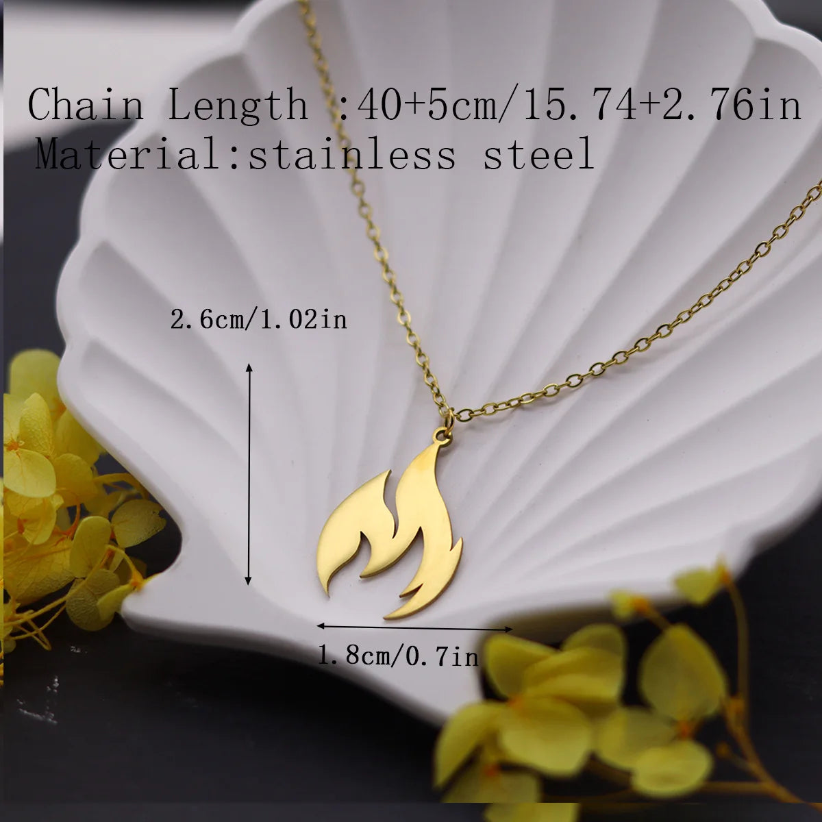 Kinitial Stainless Steel Men's Flame Pendant Necklace Punk Fashion Fire Charm Necklace Jewelry Gift Wholesale