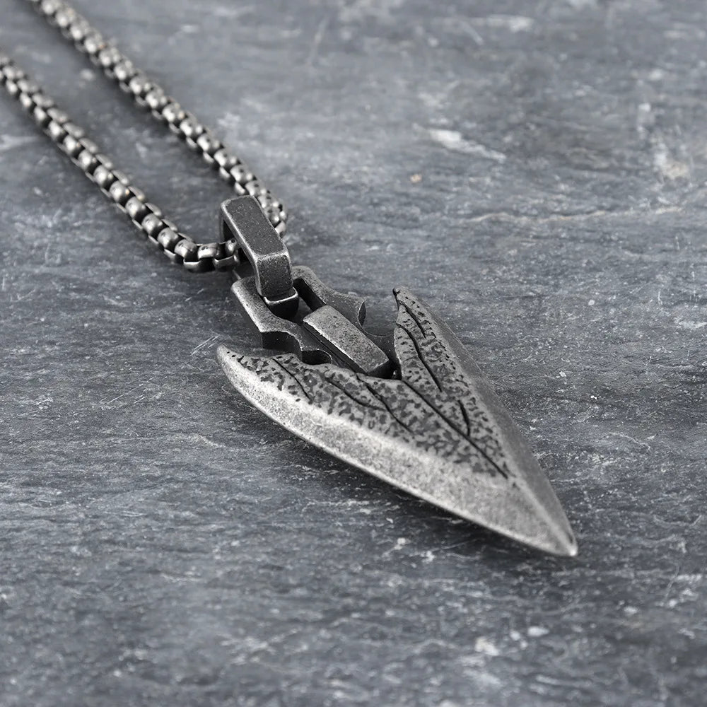 Silver Viking Spear Pendant Necklace Norse