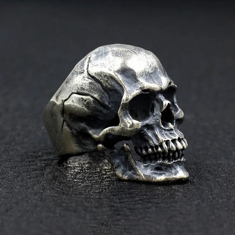 Retro Skull Statement Ring — Silver