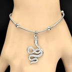 Gothic Snake Silver Pendant Punk Animal Beaded
